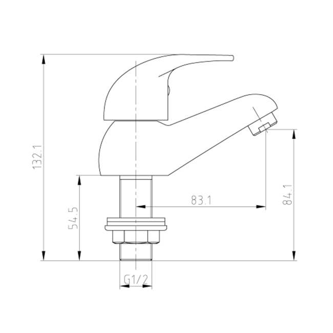 Duchy Ansom Chrome Basin Hot & Cold Taps Pair  | Dimension Image