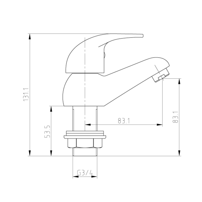 Duchy Ansom Chrome Bath Hot & Cold Taps Pair  | Dimension Image