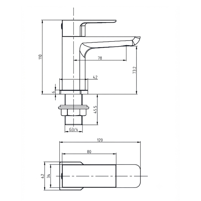 Duchy Caradon Chrome Bath Hot & Cold Taps Pair  | Dimension Image