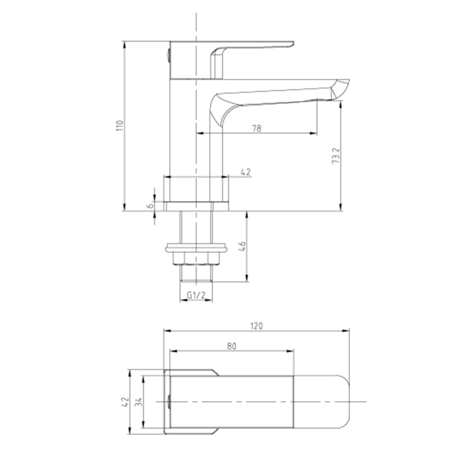 Duchy Caradon Black Bath Hot & Cold Taps Pair  | Dimension Image