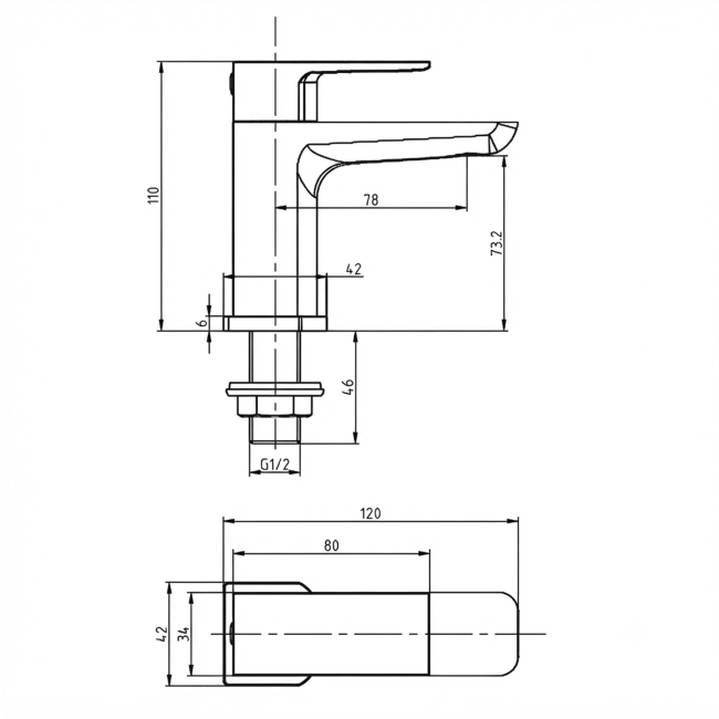 Duchy Caradon Brushed Brass Bath Hot & Cold Taps Pair  | Dimension Image