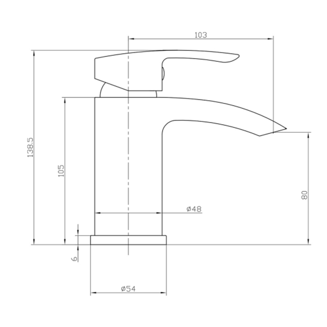 Duchy Hendra Brushed Brass Mono Basin Mixer Tap (inc Press Top Waste)  | Dimension Image