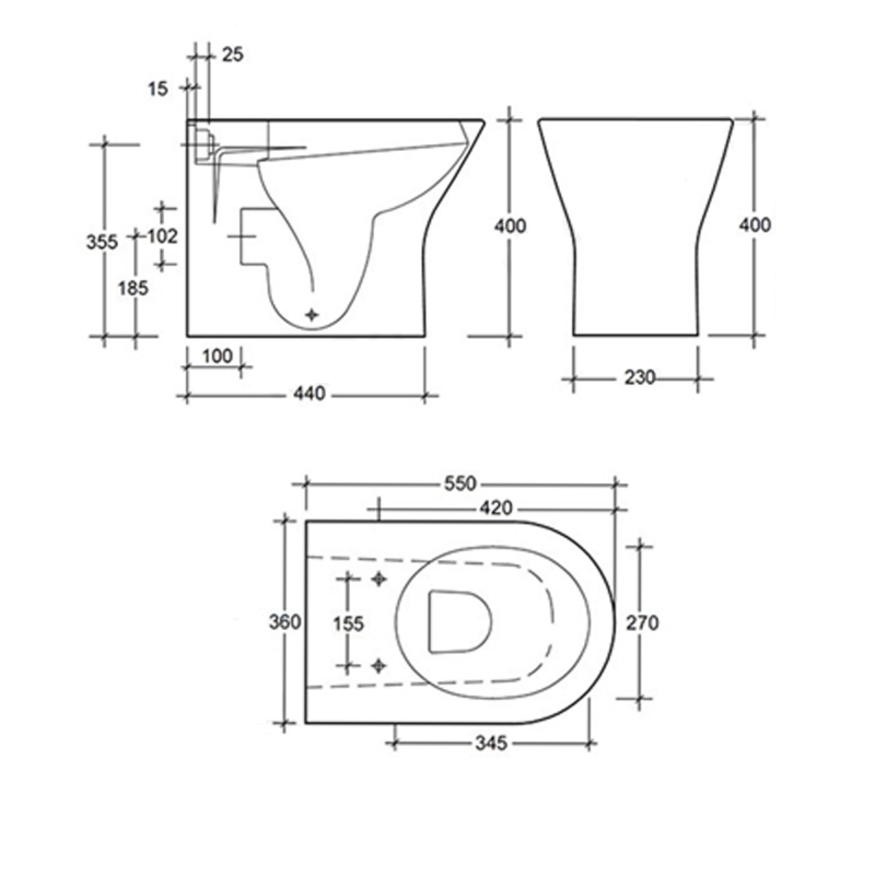 Duchy Ivy Back to Wall Rimless Toilet - Soft Close Seat