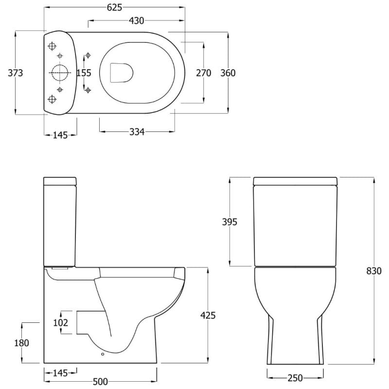 Duchy Lily Flush-to-Wall Close Coupled Toilet with Push Button Cistern - Soft Close Seat