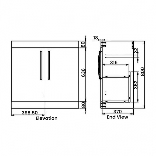 Duchy Nevada 2-Door Floor Standing Vanity Unit with Basin 800mm Wide Grey 1 Tap Hole