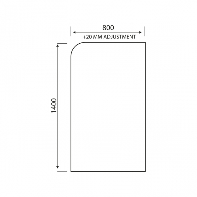 Orbit S6 Brushed Brass Radius Bath Screen 1400mm H x 800mm W - 6mm Glass