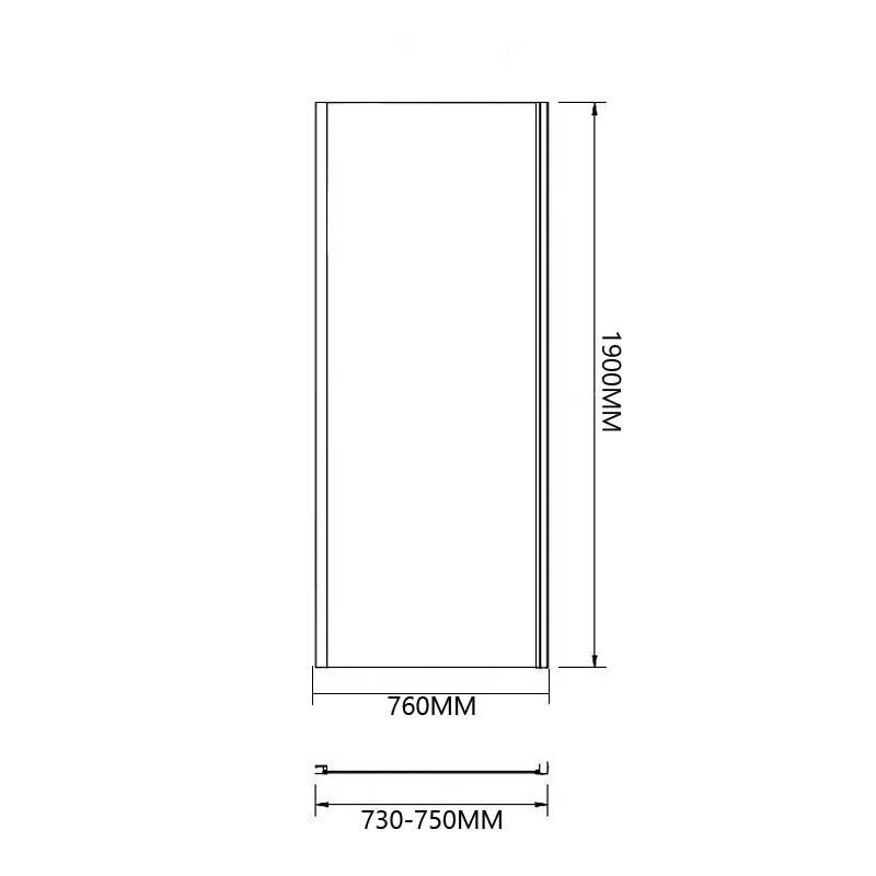 Duchy Spring Side Panel 760mm Wide - 6mm Clear Glass