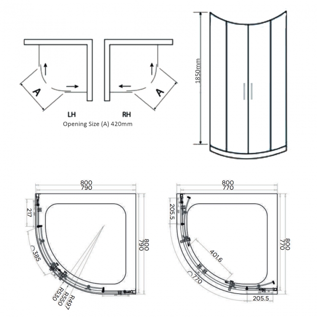 Duchy Spring2 Quadrant Shower Enclosure 800x800mm EDH01