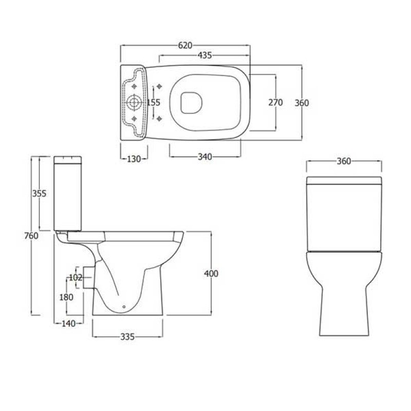 Duchy Violet Close Coupled Toilet with Push Button Cistern - Soft Close Seat