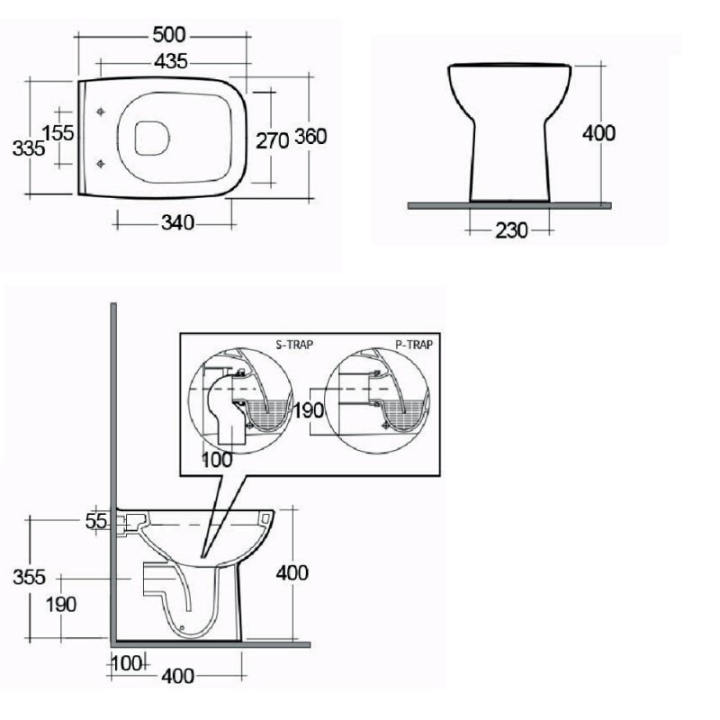 Duchy Violet Back to Wall Toilet 500mm Projection - Soft Close Seat