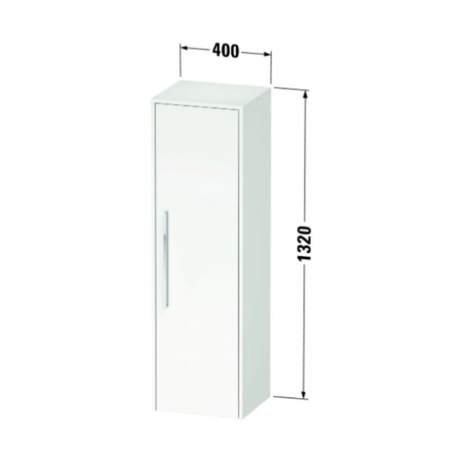 Duravit D-Code 400mm 1-Door Right Hand Opening Tall Unit with Black Handle- Pale Green