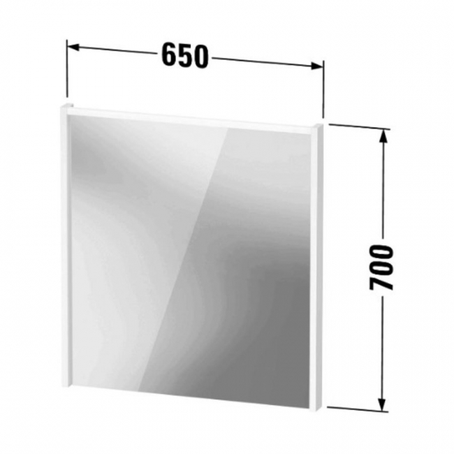 Duravit D-Code LED Bathroom Mirror 700mm H x 650mm W - Gloss White  | Dimension Image