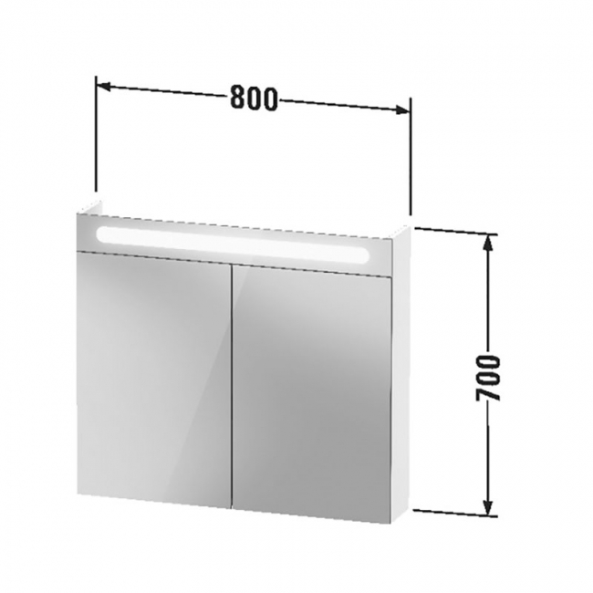 Duravit No.1 LED 2-Door Mirror Bathroom Cabinet 700mm H x 800mm W