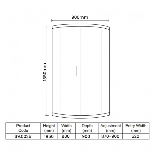 Eastbrook Vantage Quadrant Shower Enclosure 900mm x 900mm - 6mm Glass