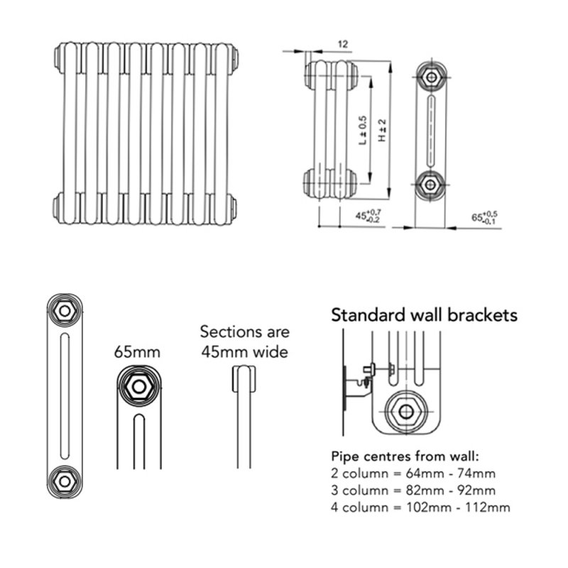 EcoRad Legacy White 2-Column Radiator 752mm High x 834mm Wide 18 Sections