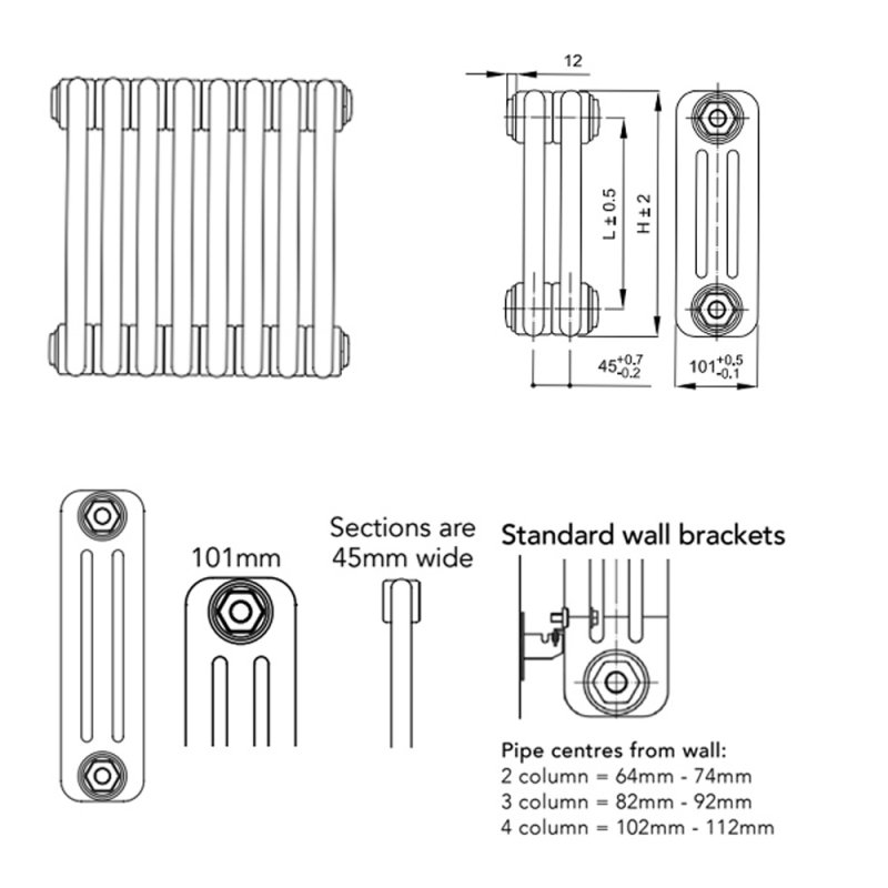 EcoRad Legacy White 3-Column Radiator 500mm High x 1509mm Wide 33 Sections