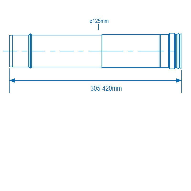 Firebird 305-420mm Long Plume Dispersal Pipe (125mm Diameter)