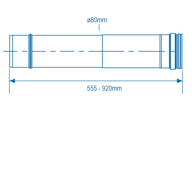 Firebird 555-920mm Long Plume Dispersal Pipe (80mm Diameter)