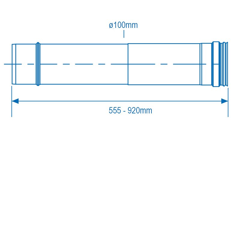 Firebird 555-920mm Long Plume Dispersal Pipe (100mm Diameter)