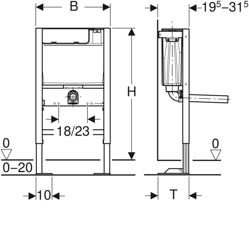Geberit Duofix Wall Hung Toilet Frame 111.207.00.2 790mm Blue