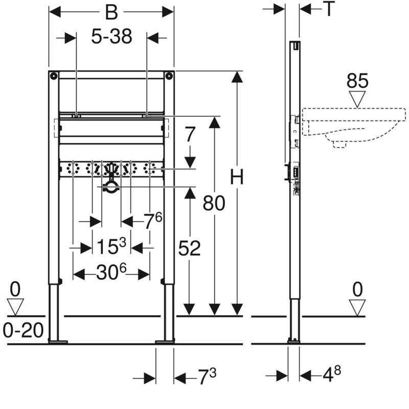 Geberit Duofix Wall Hung Basin Frame 111.495.00.1 1120mm Blue