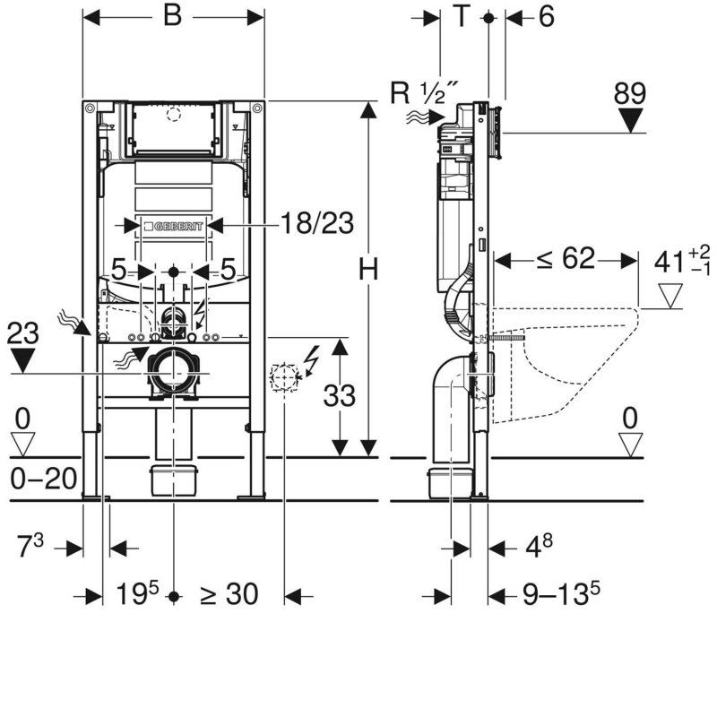 Geberit Duofix Wall Hung Toilet Frame 111.911.00.5 980mm Blue