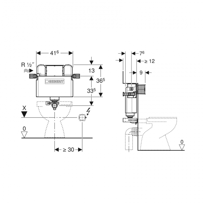 Geberit Kappa UP200 Concealed Dual Flush Cistern - White