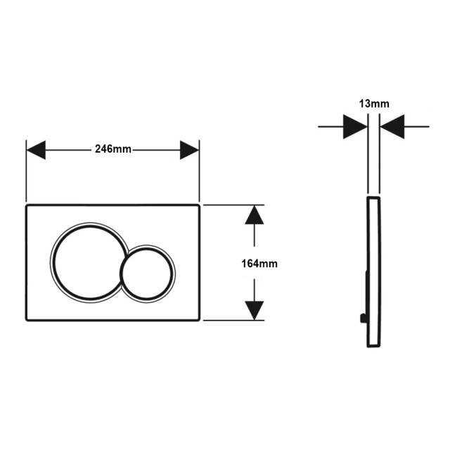 Geberit Sigma01 Dual Flush Plate - Gloss Chrome  | Dimension Image