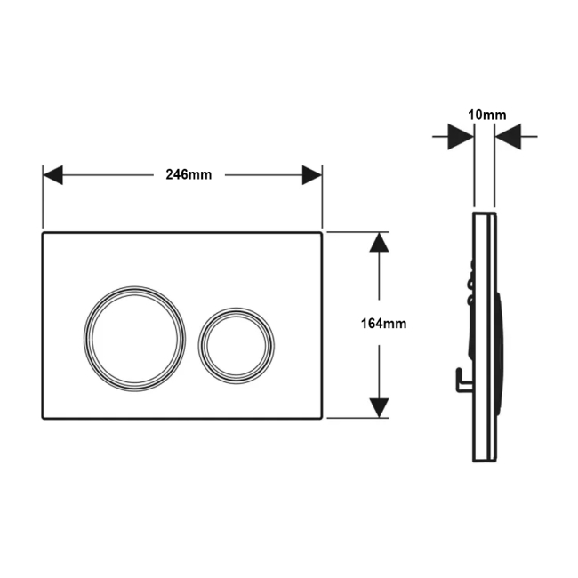 Geberit Sigma21 Dual Flush Plate - Concrete Look  | Dimension Image