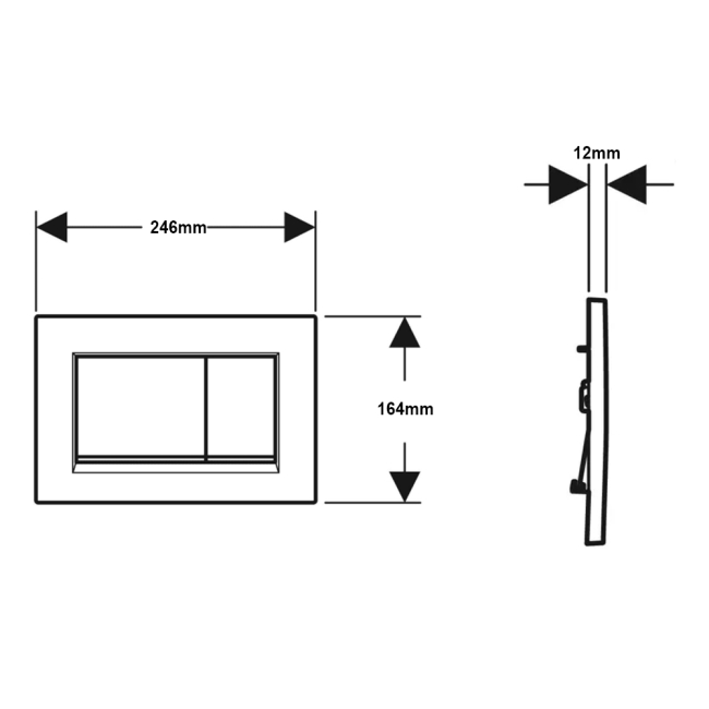 Geberit Sigma30 Dual Flush Plate - White/Gloss Chrome  | Dimension Image