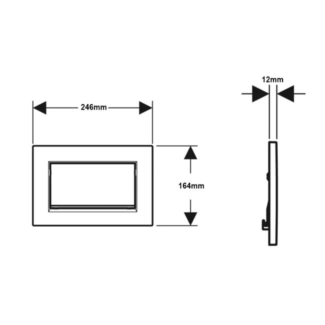 Geberit Sigma30 Single Flush Plate - Polished/Brushed Chrome  | Dimension Image