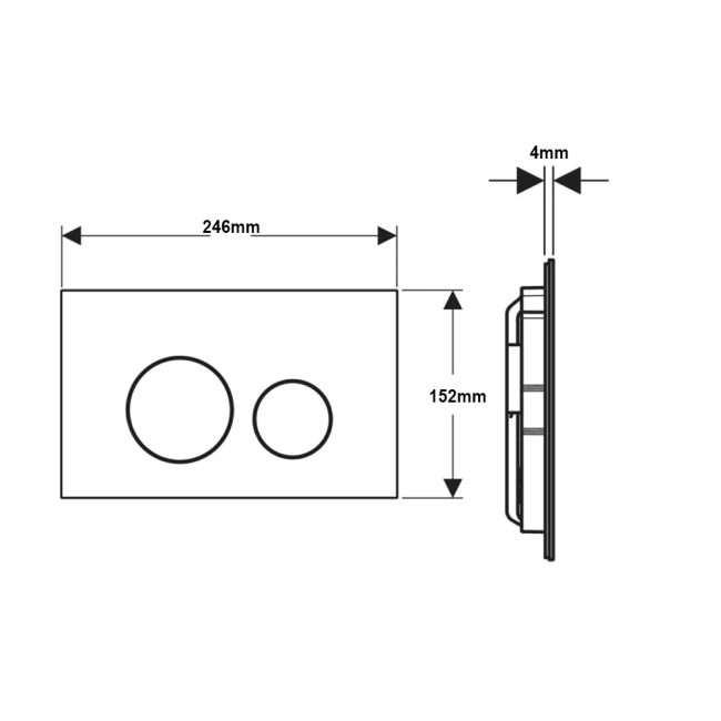 Geberit Sigma40 Round Dual Flush Plate - Brushed Brass  | Dimension Image