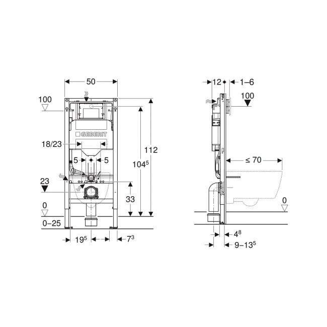 Geberit Sigma WC Toilet Frame 1120mm With 120mm Sigma Cistern Pre-Wall Blue