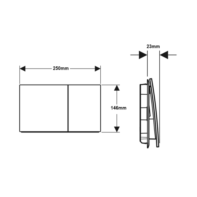 Geberit Sigma70 Dual Flush Plate - Brushed Stainless Steel  | Dimension Image