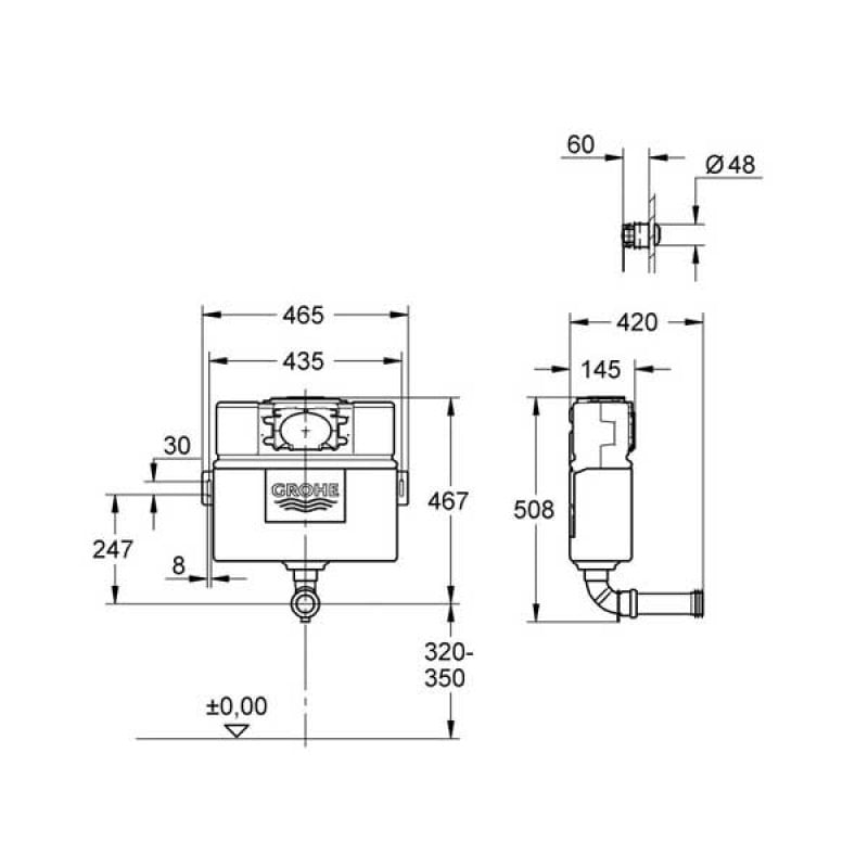 Grohe EAU2 6/3 Litre Dual Flush Concealed Cistern & Button