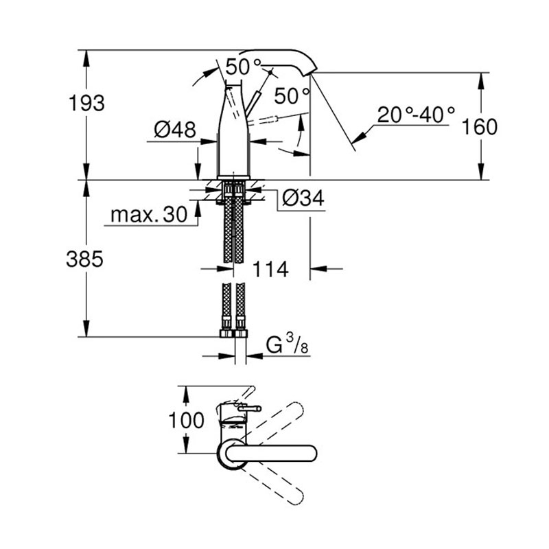 Grohe Essence M-Size Basin Mixer Tap with Swivel Spout - Chrome