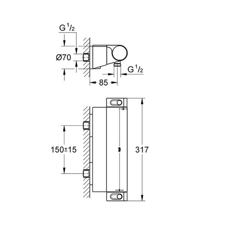 Grohe Grohtherm Shower Valve 34469001 Bar Chrome