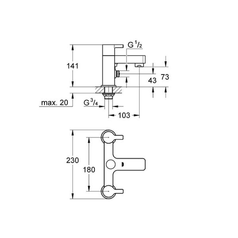 Grohe Lineare Bath Shower Mixer Tap Pillar Mounted - Chrome