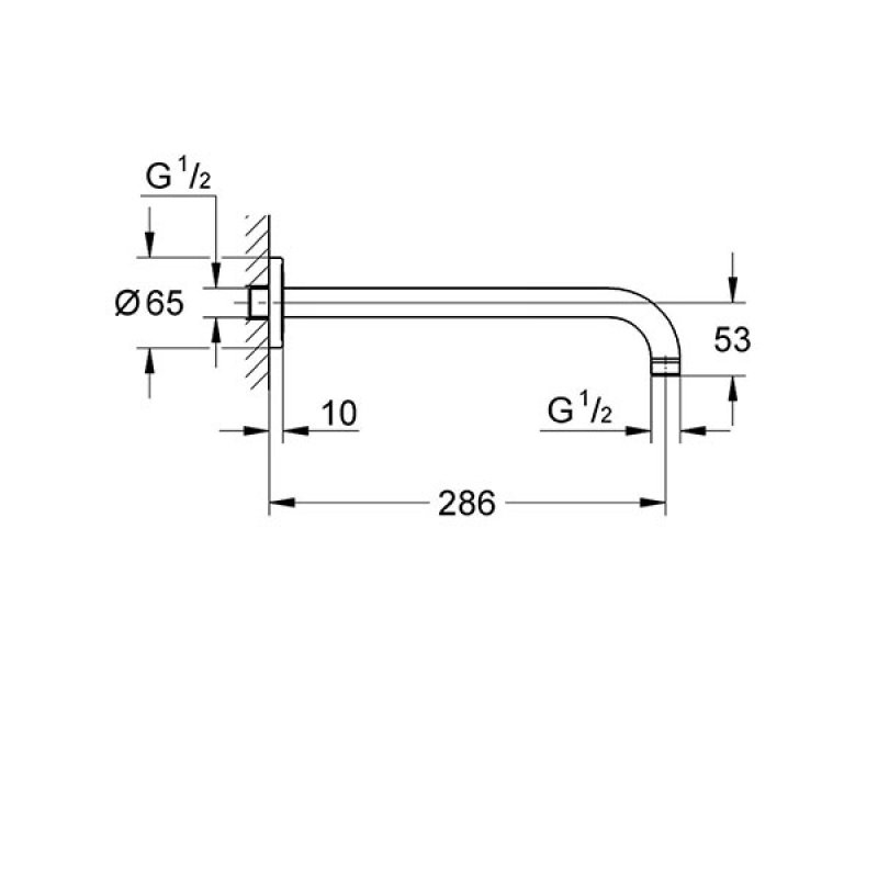 Grohe Shower Arm Wall Mounted 286mm 28576000