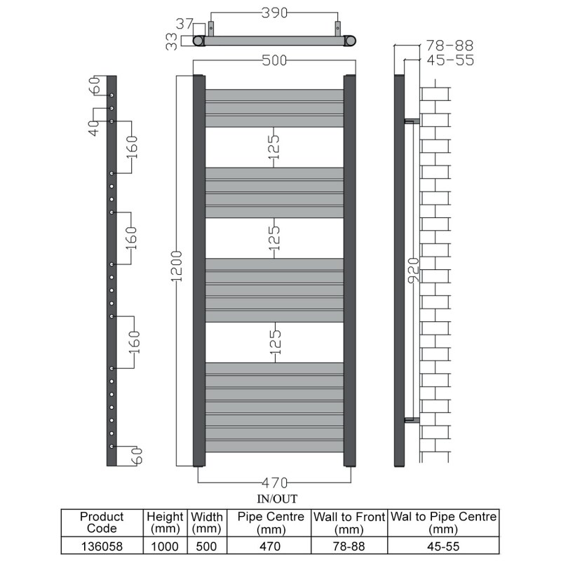 Heatwave Haven Champagne Aluminium Ladder Towel Rail 1200mm (H) x 500mm (W)