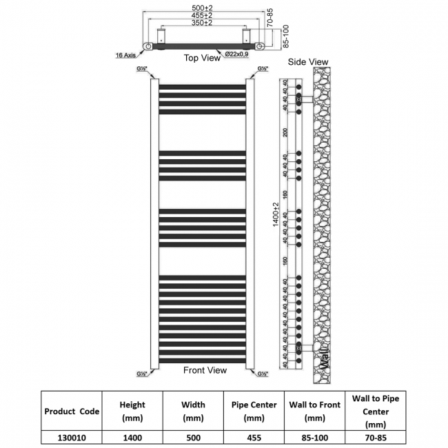 Heatwave Harmony White Ladder Towel Rail 1400mm (H) x 500mm (W)