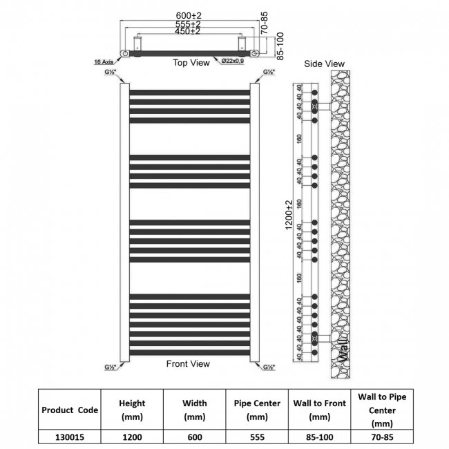 Heatwave Harmony White Ladder Towel Rail 1200mm (H) x 600mm (W)