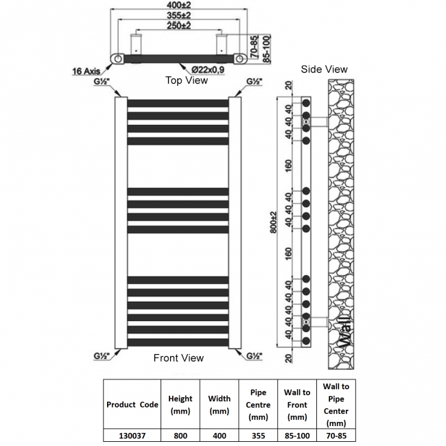 Heatwave Harmony Chrome Ladder Towel Rail 800mm (H) x 400mm (W)