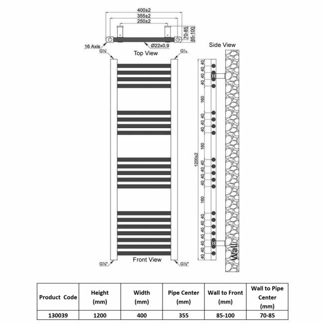 Heatwave Harmony Chrome Ladder Towel Rail 1200mm (H) x 400mm (W)