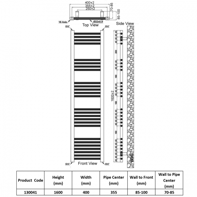 Heatwave Harmony Chrome Ladder Towel Rail 1600mm (H) x 400mm (W)