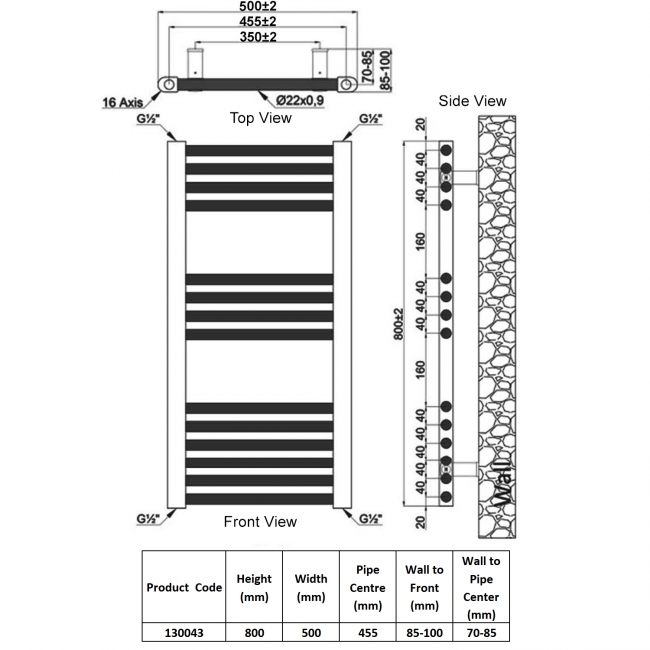 Heatwave Harmony Chrome Ladder Towel Rail 800mm (H) x 500mm (W)
