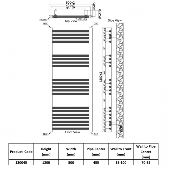 Heatwave Harmony Chrome Ladder Towel Rail 1200mm (H) x 500mm (W)