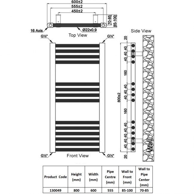 Heatwave Harmony Chrome Ladder Towel Rail 800mm (H) x 600mm (W)