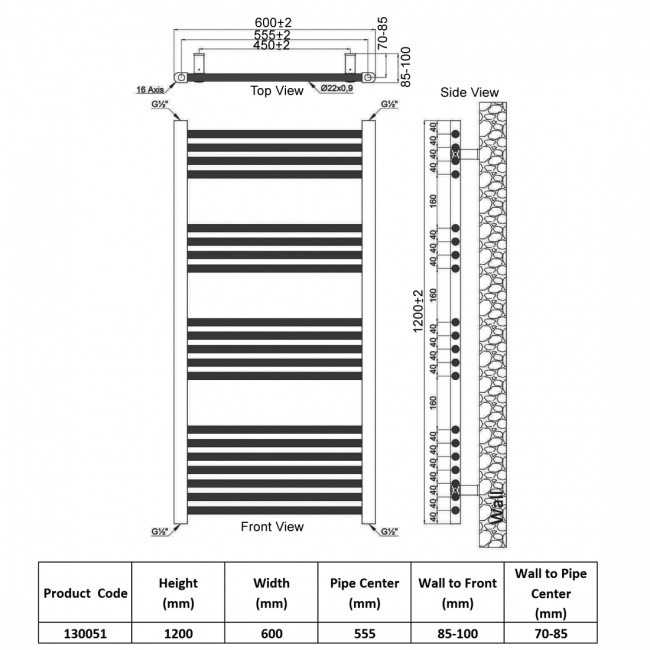 Heatwave Harmony Chrome Ladder Towel Rail 1200mm (H) x 600mm (W)