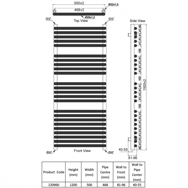 Heatwave Nest Chrome Designer Ladder Towel Rail 1200mm (H) x 500mm (W)